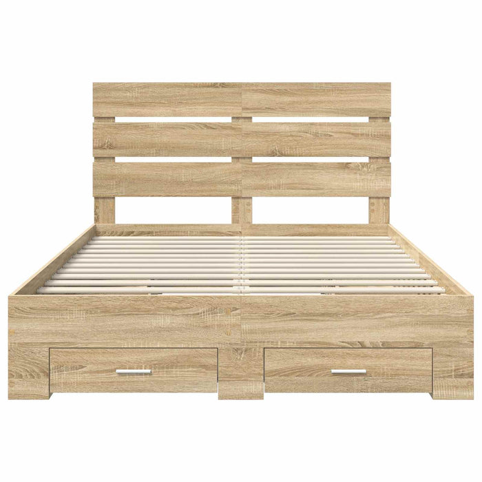 Cadru de pat cu sertar Stejar Sonoma 140 x 190 cm Lemn compozit - WALTI WALTI