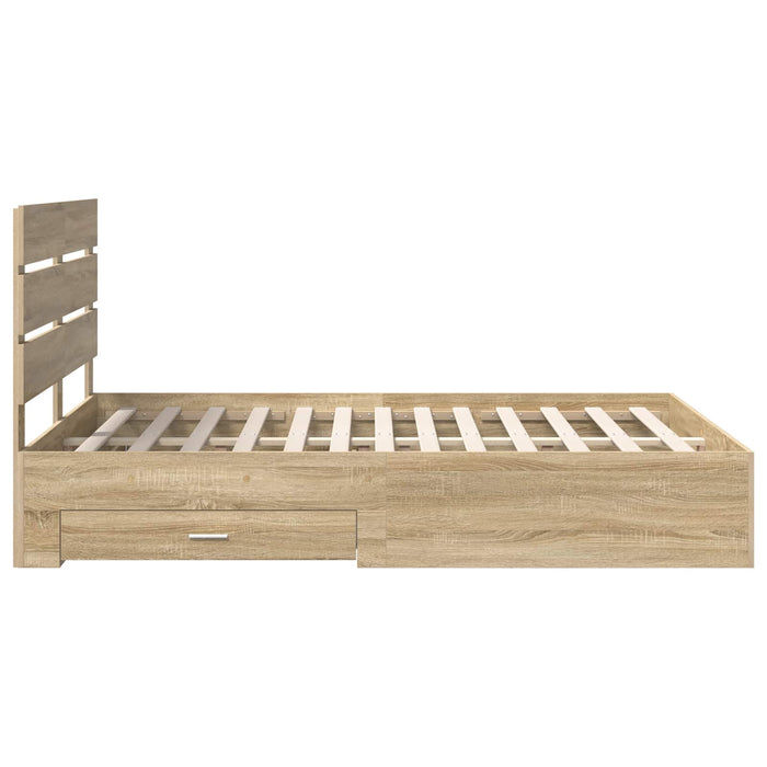 Cadru de pat cu sertar Stejar Sonoma 140 x 190 cm Lemn compozit - WALTI WALTI