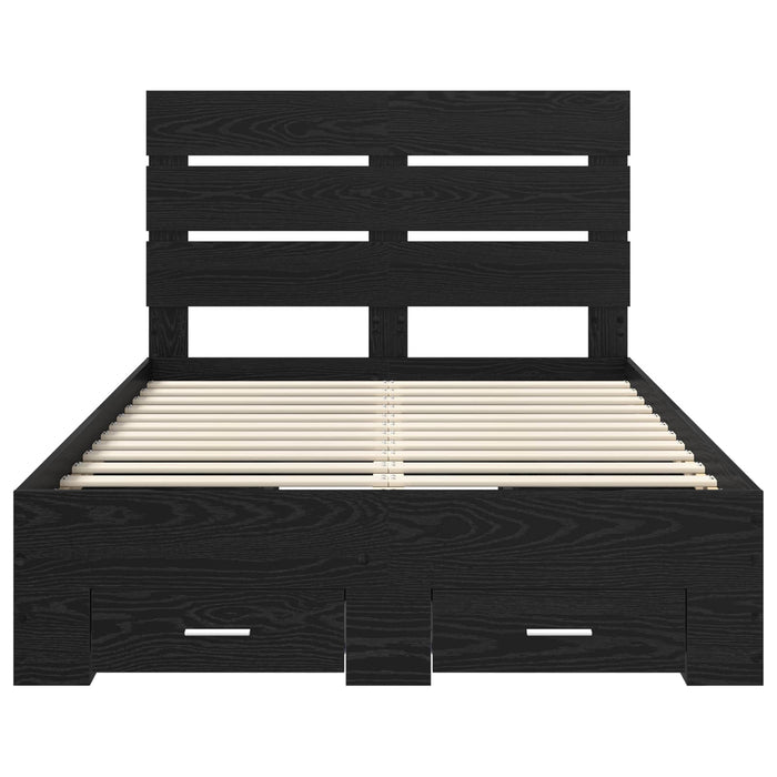 Cadru de pat cu sertar Stejar Negru 135 x 190 cm Lemn compozit - WALTI WALTI