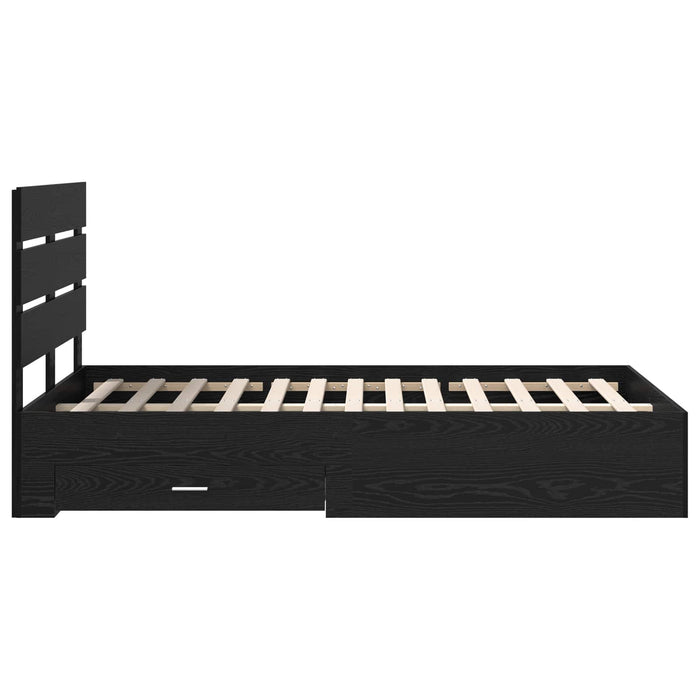 Cadru de pat cu sertar Stejar Negru 135 x 190 cm Lemn compozit - WALTI WALTI