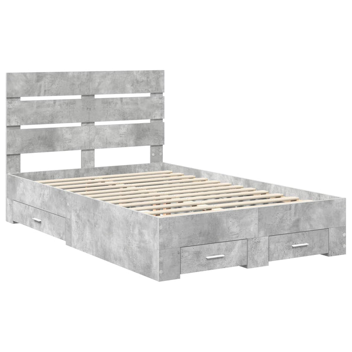 Cadru de pat cu sertar Gri din beton 135 x 190 cm Lemn compozit - WALTI WALTI