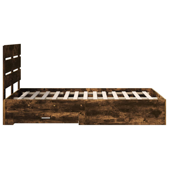 Cadru de pat Stejar fumuriu 135 x 190 cm Lemn compozit - WALTI WALTI