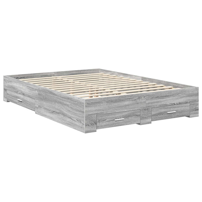 Cadru de pat cu sertar Gri Sonoma 135 x 190 cm Lemn compozit - WALTI WALTI