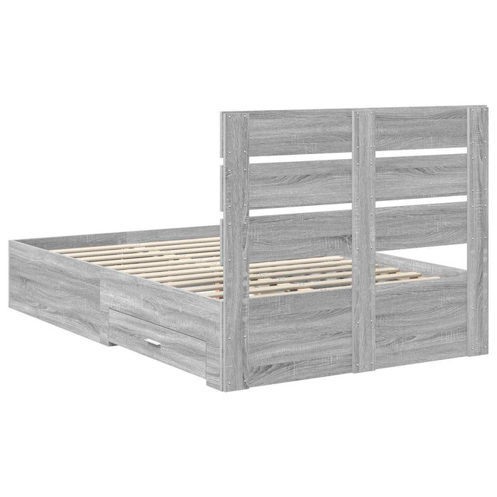 Cadru de pat cu sertar Gri Sonoma 135 x 190 cm Lemn compozit - WALTI WALTI