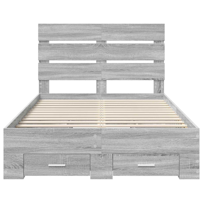 Cadru de pat cu sertar Gri Sonoma 135 x 190 cm Lemn compozit - WALTI WALTI