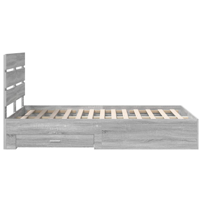 Cadru de pat cu sertar Gri Sonoma 135 x 190 cm Lemn compozit - WALTI WALTI