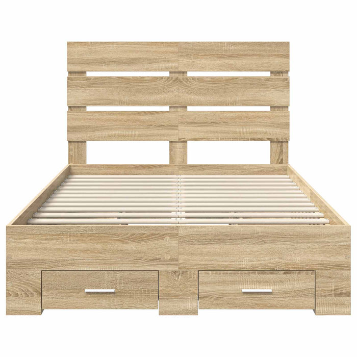 Cadru de pat cu sertar Stejar Sonoma 120 x 200 cm Lemn compozit - WALTI WALTI