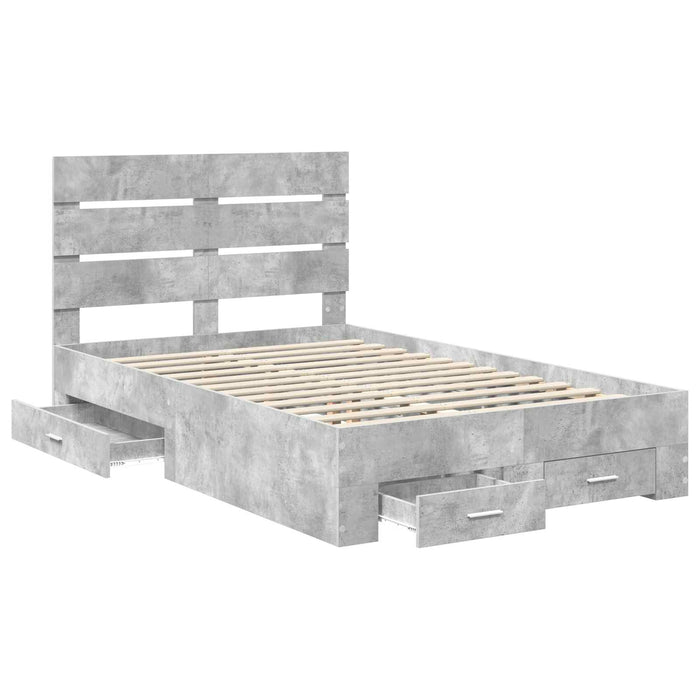 Cadru de pat cu sertar Gri din beton 120 x 200 cm Lemn compozit - WALTI WALTI