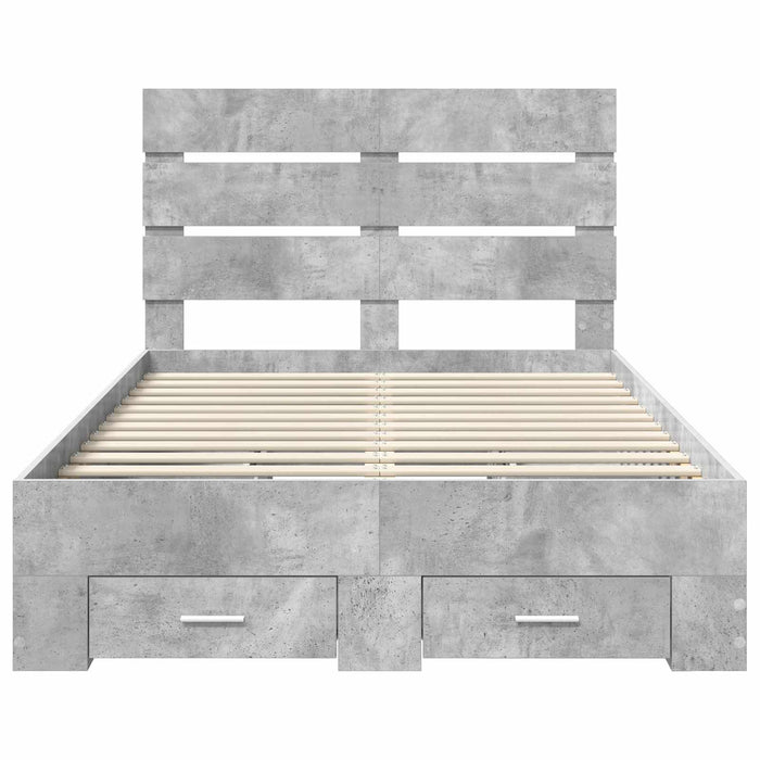 Cadru de pat cu sertar Gri din beton 120 x 200 cm Lemn compozit - WALTI WALTI