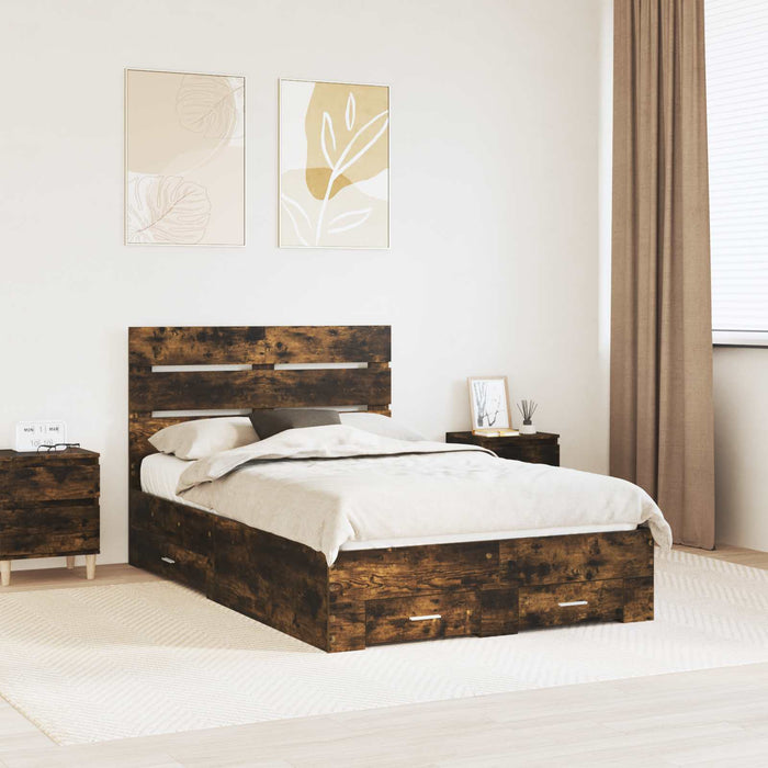 Cadru de pat Stejar fumuriu 120 x 200 cm Lemn compozit - WALTI WALTI