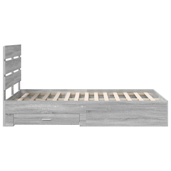 Cadru de pat cu sertar Gri Sonoma 120 x 190 cm Lemn compozit - WALTI WALTI