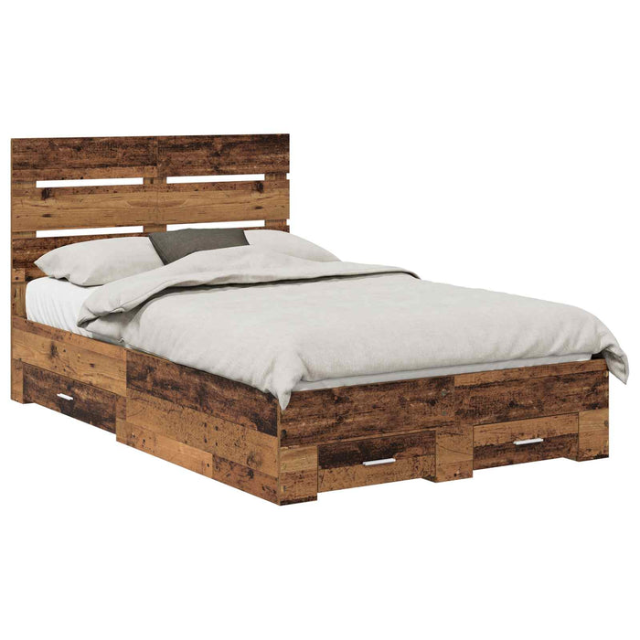 Cadru de pat cu sertar Lemn vechi 120 x 190 cm Lemn compozit - WALTI WALTI