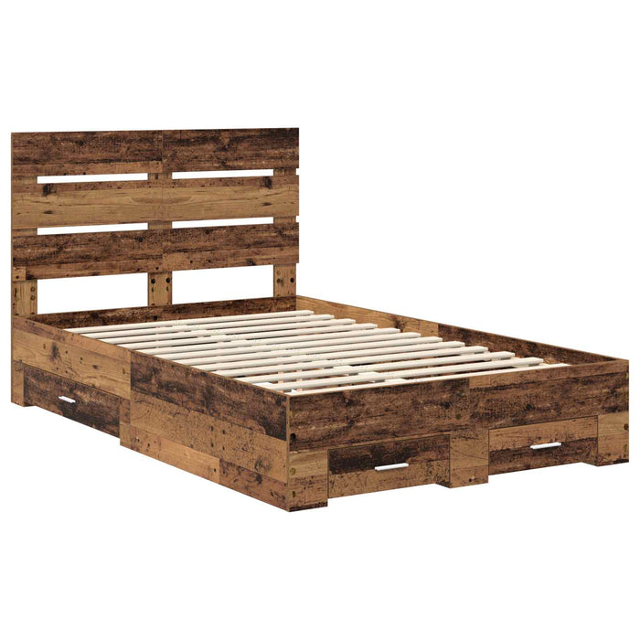 Cadru de pat cu sertar Lemn vechi 120 x 190 cm Lemn compozit - WALTI WALTI