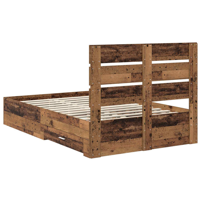 Cadru de pat cu sertar Lemn vechi 120 x 190 cm Lemn compozit - WALTI WALTI