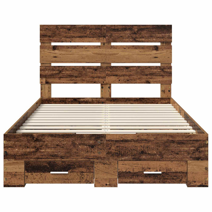 Cadru de pat cu sertar Lemn vechi 120 x 190 cm Lemn compozit - WALTI WALTI