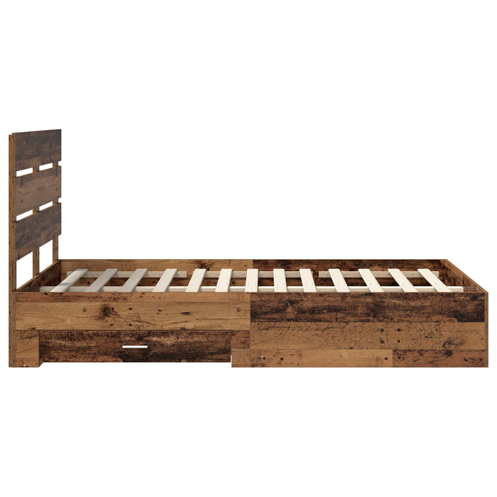 Cadru de pat cu sertar Lemn vechi 120 x 190 cm Lemn compozit - WALTI WALTI