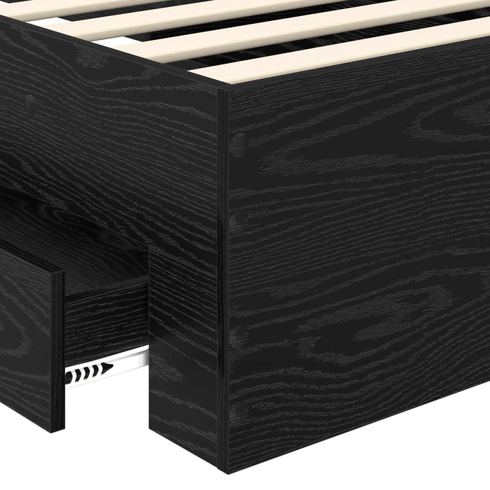 Cadru de pat cu sertar Stejar Negru 100 x 200 cm Lemn compozit - WALTI WALTI
