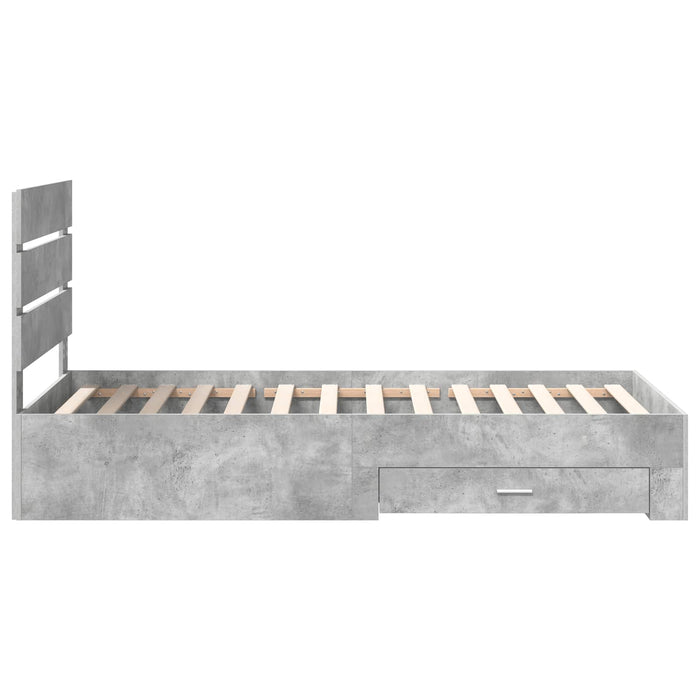Cadru de pat cu sertar Gri din beton 100 x 200 cm Lemn compozit - WALTI WALTI