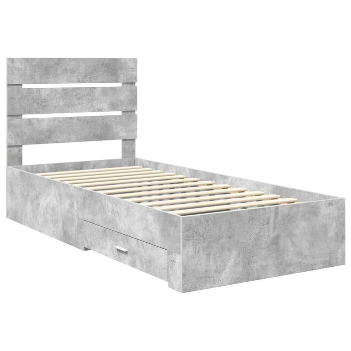 Cadru de pat cu sertar Gri din beton 90 x 200 cm Lemn compozit - WALTI WALTI