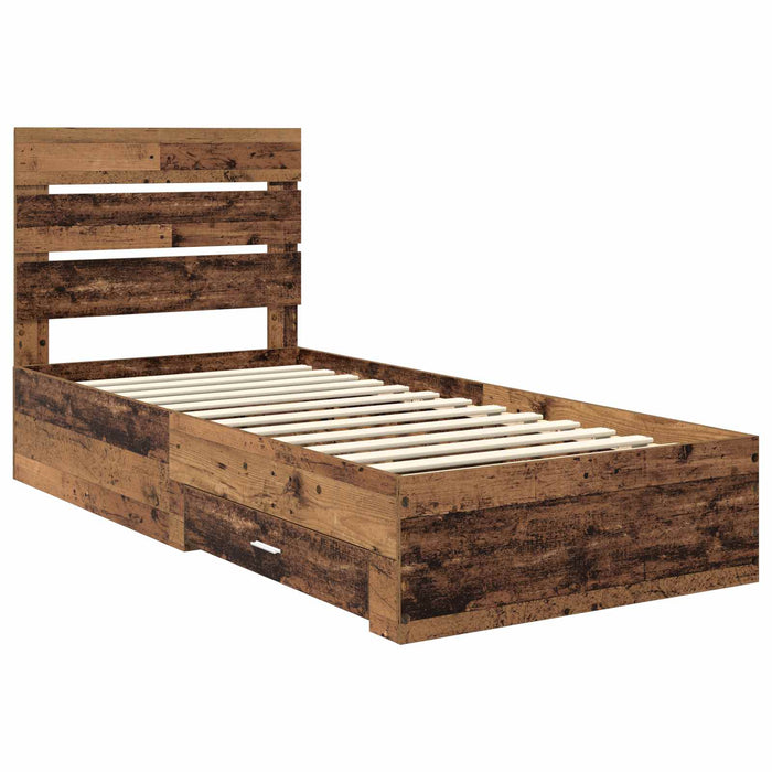 Cadru de pat cu sertar Lemn vechi 90 x 200 cm Lemn compozit - WALTI WALTI
