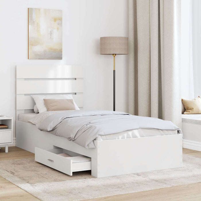Cadru de pat cu sertar Alb 90 x 190 cm Lemn compozit - WALTI WALTI