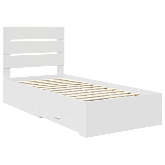 Cadru de pat cu sertar Alb 90 x 190 cm Lemn compozit - WALTI WALTI