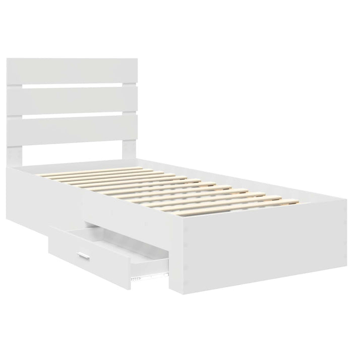 Cadru de pat cu sertar Alb 90 x 190 cm Lemn compozit - WALTI WALTI