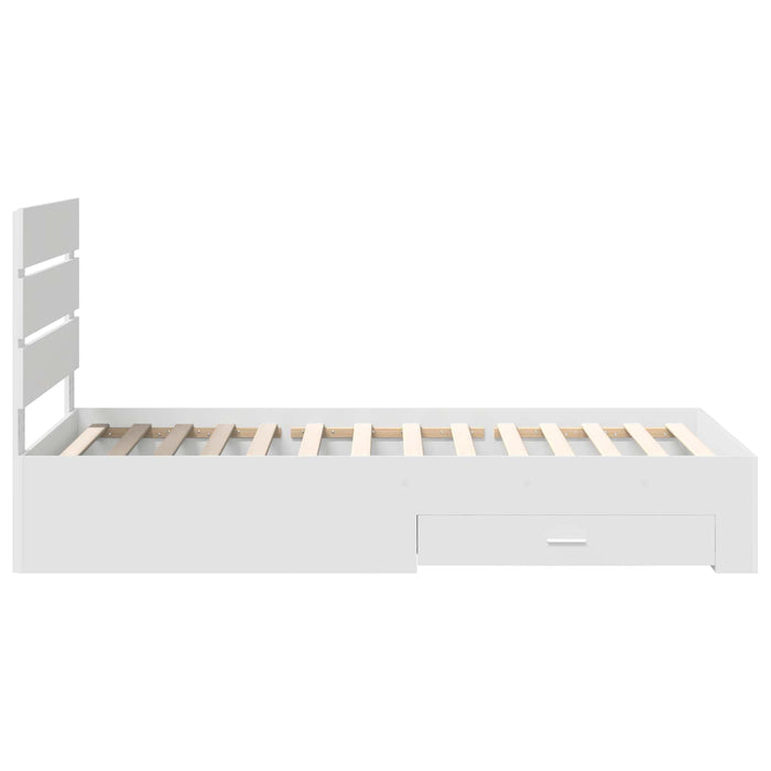Cadru de pat cu sertar Alb 90 x 190 cm Lemn compozit - WALTI WALTI