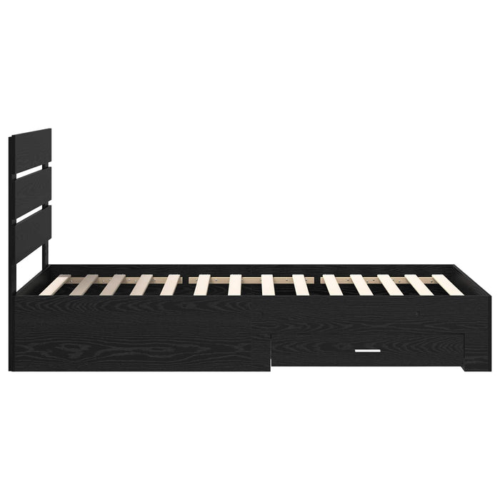 Cadru de pat cu sertar Stejar Negru 90 x 190 cm Lemn compozit - WALTI WALTI
