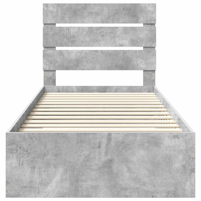 Cadru de pat cu sertar Gri din beton 90 x 190 cm Lemn compozit - WALTI WALTI