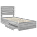 Cadru de pat cu sertar Gri Sonoma 90 x 190 cm Lemn compozit - WALTI WALTI