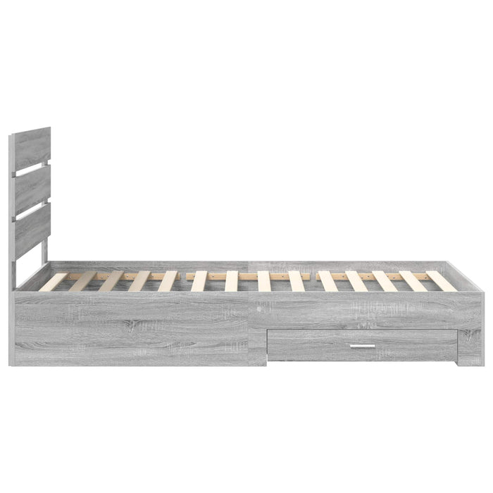 Cadru de pat cu sertar Gri Sonoma 90 x 190 cm Lemn compozit - WALTI WALTI