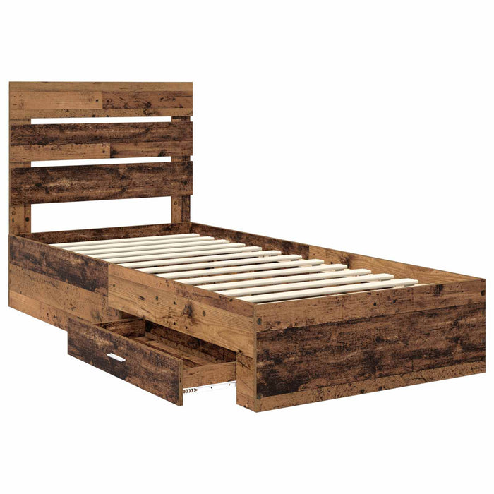 Cadru de pat cu sertar Lemn vechi 90 x 190 cm Lemn compozit - WALTI WALTI