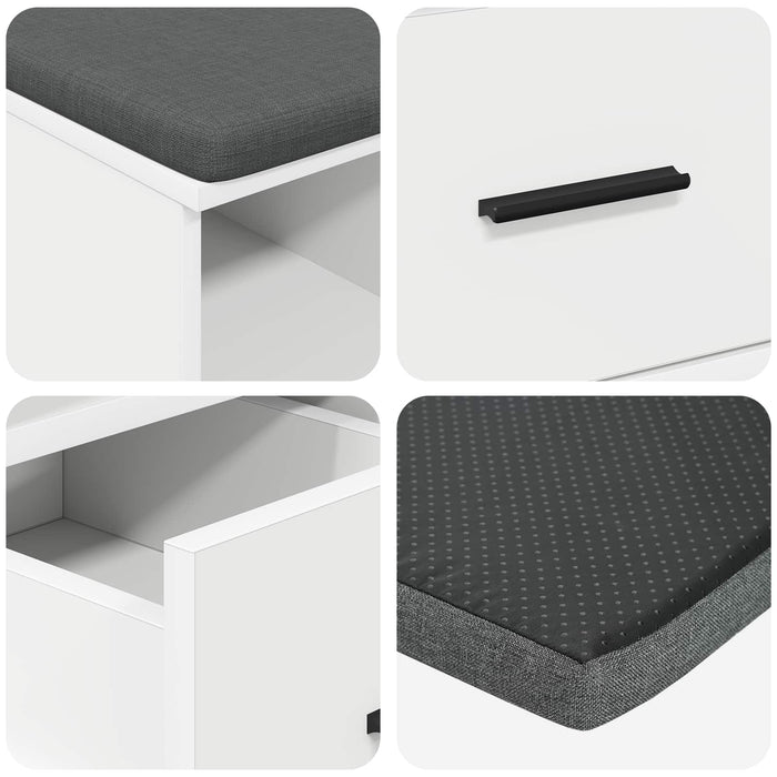 Bancă pentru hol cu pernă cu sertar Alb 60 x 38 x 46 cm - WALTI WALTI