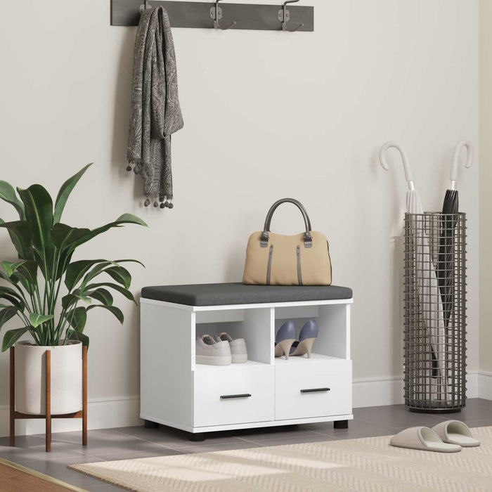 Bancă pentru hol cu pernă cu sertar Alb 60 x 38 x 46 cm - WALTI WALTI