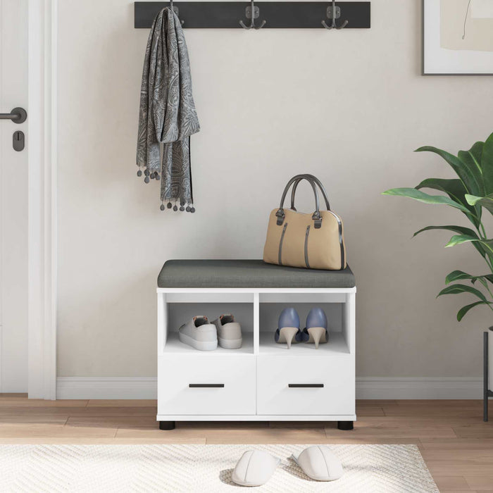 Bancă pentru hol cu pernă cu sertar Alb 60 x 38 x 46 cm - WALTI WALTI