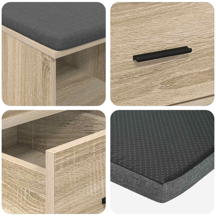 Bancă pentru hol cu pernă Stejar Sonoma 60 x 38 x 46 cm - WALTI WALTI