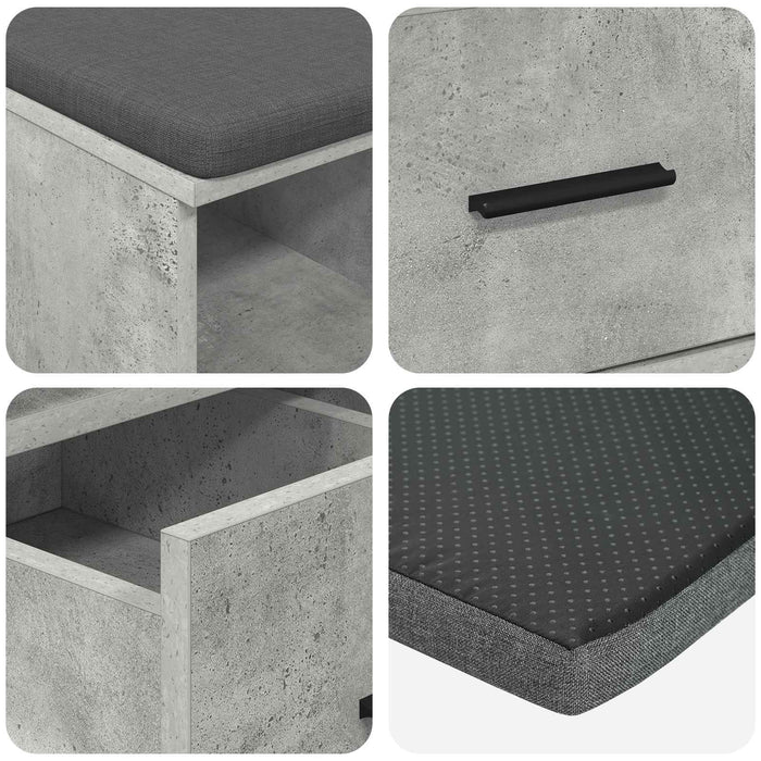Bancă pentru hol cu pernă Gri din beton 60 x 38 x 46 cm - WALTI WALTI