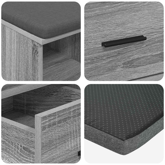 Bancă pentru hol cu pernă cu sertar Gri Sonoma 60 x 38 x 46 cm - WALTI WALTI