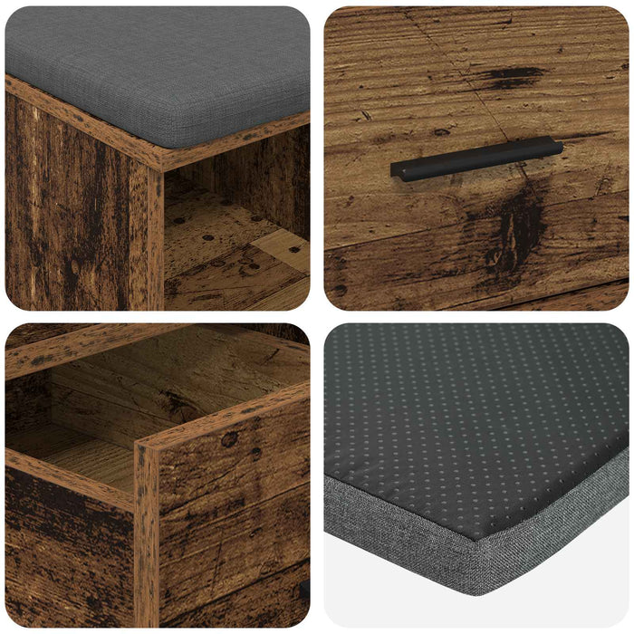 Bancă pentru hol cu pernă cu sertar Lemn vechi 60 x 38 x 46 cm - WALTI WALTI