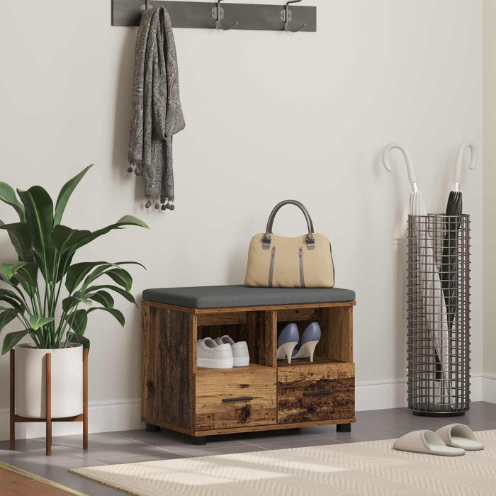 Bancă pentru hol cu pernă cu sertar Lemn vechi 60 x 38 x 46 cm - WALTI WALTI