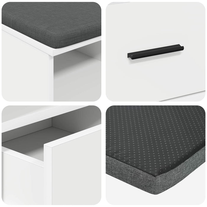 Bancă pentru hol cu pernă cu sertar Alb 80 x 38 x 46 cm - WALTI WALTI