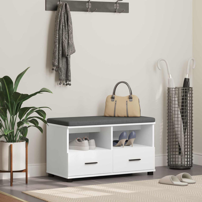 Bancă pentru hol cu pernă cu sertar Alb 80 x 38 x 46 cm - WALTI WALTI