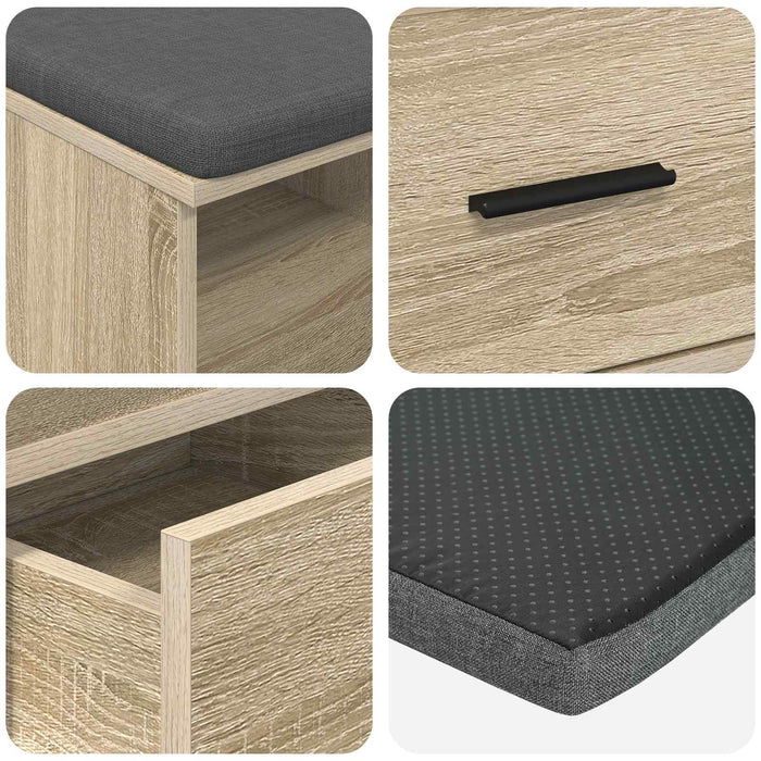 Bancă pentru hol cu pernă Stejar Sonoma 80 x 38 x 46 cm - WALTI WALTI