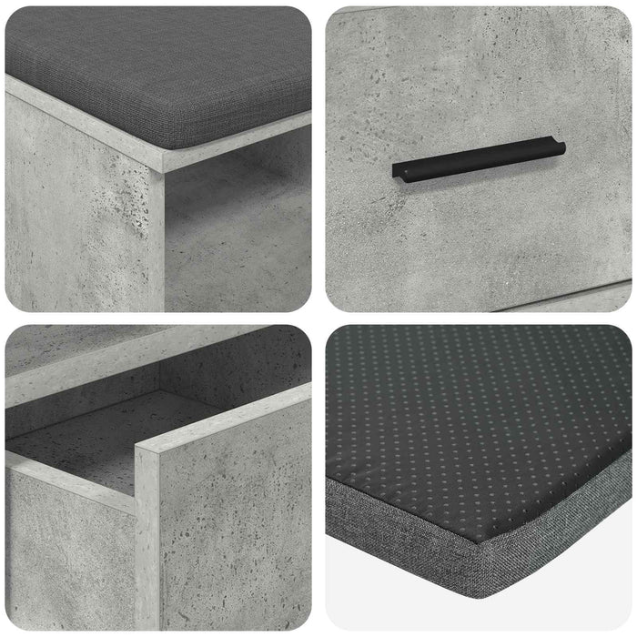 Bancă pentru hol cu pernă Gri din beton 80 x 38 x 46 cm - WALTI WALTI