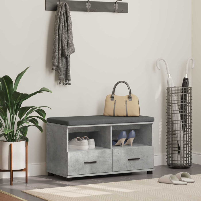 Bancă pentru hol cu pernă Gri din beton 80 x 38 x 46 cm - WALTI WALTI