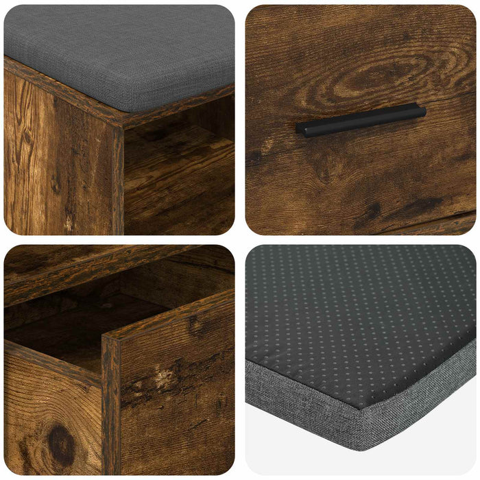 Bancă pentru hol cu pernă Stejar fumuriu 80 x 38 x 46 cm - WALTI WALTI