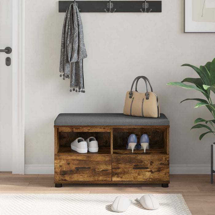 Bancă pentru hol cu pernă Stejar fumuriu 80 x 38 x 46 cm - WALTI WALTI