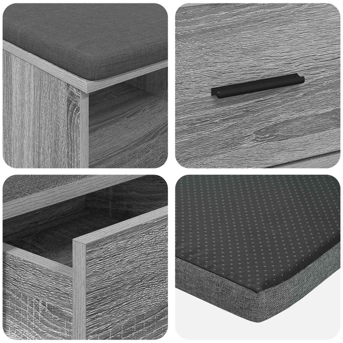 Bancă pentru hol cu pernă cu sertar Gri Sonoma 80 x 38 x 46 cm - WALTI WALTI