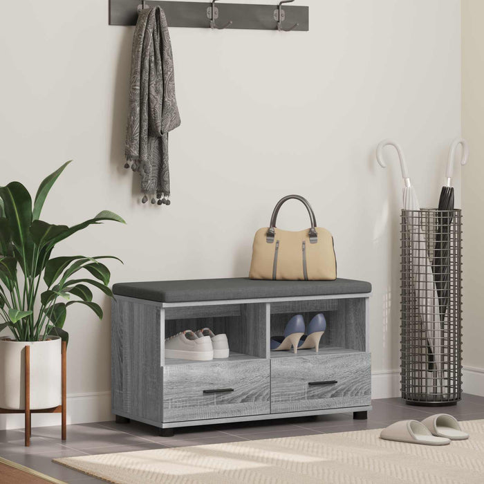 Bancă pentru hol cu pernă cu sertar Gri Sonoma 80 x 38 x 46 cm - WALTI WALTI